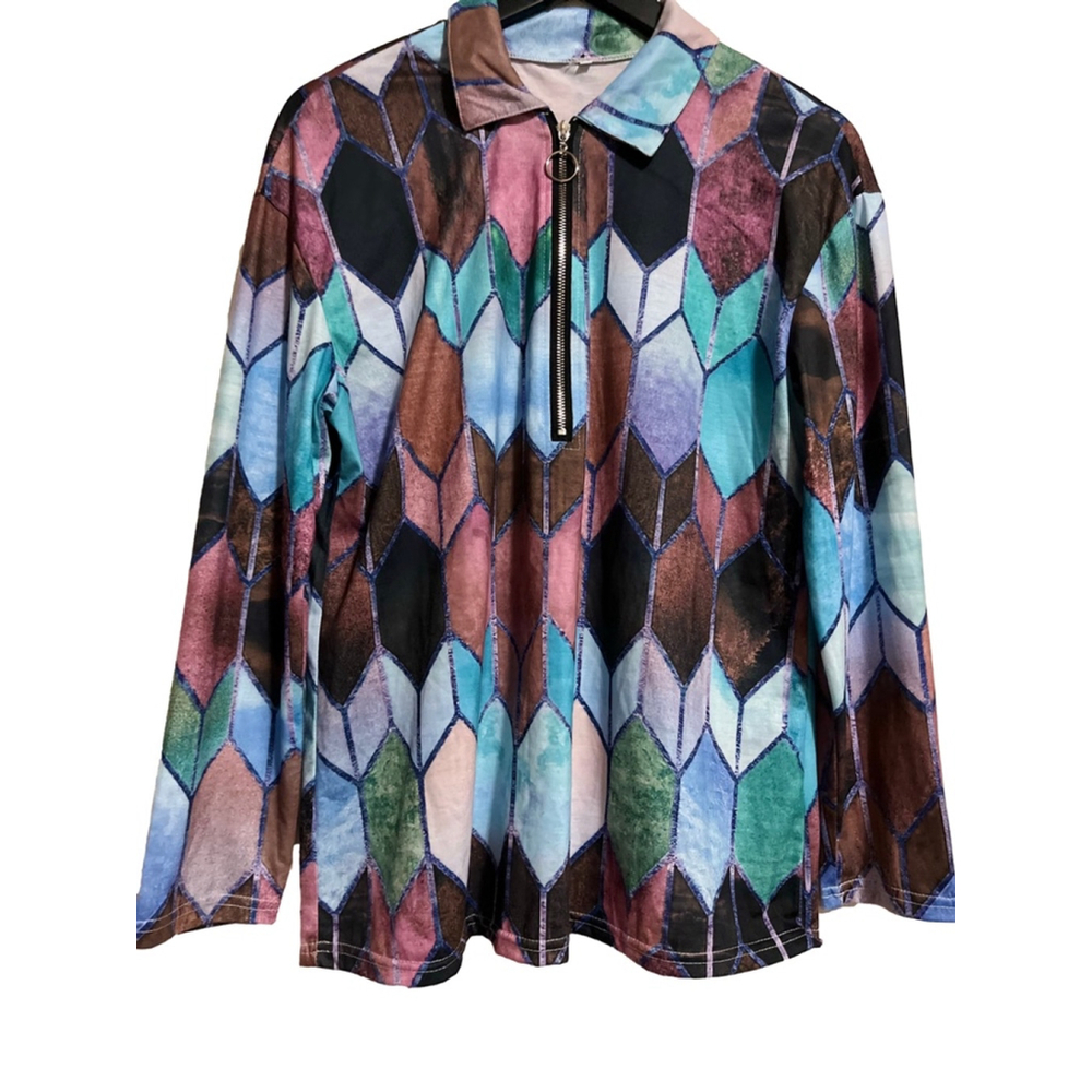 2 for $10 special☀️ Women's Unbranded Multi Color Pullover Top Size L - Picture 2 of 7